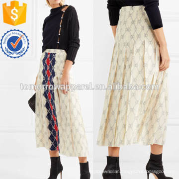 Pleated Printed Washed-silk Midi Skirt Manufacture Wholesale Fashion Women Apparel (TA3054S)